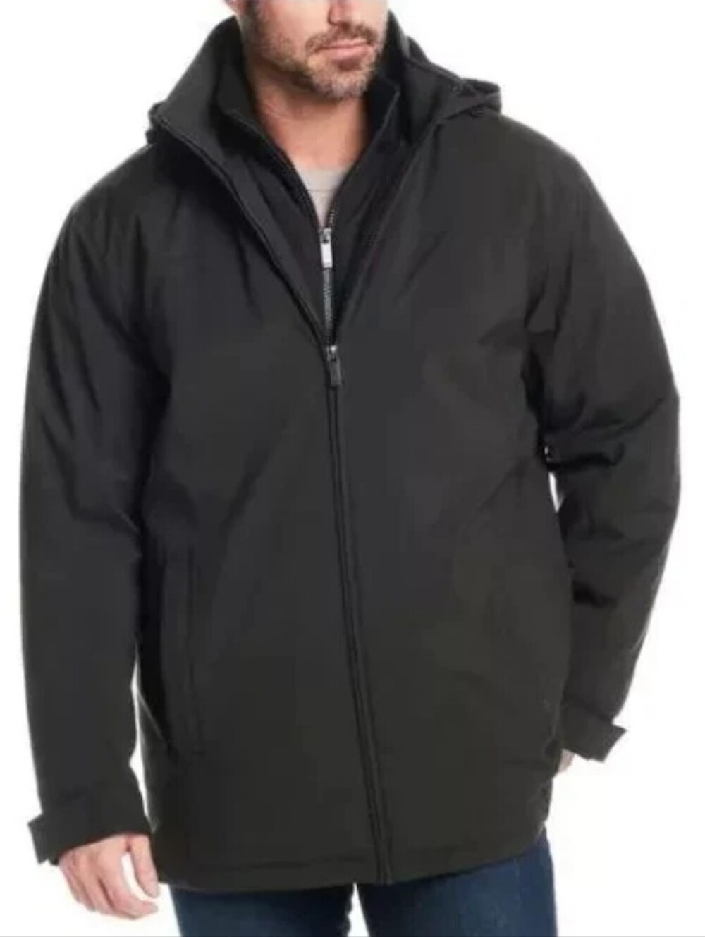 Weatherproof Men's Ultra Stretch Tech Full Zip Jacket Black Grey Sz Large
